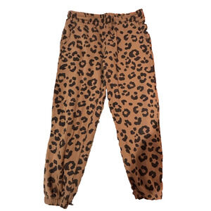 Womens Brown Leopard Print Sweats Joggers Sleep Pants Pajama Bottoms MEDIUM 8/10